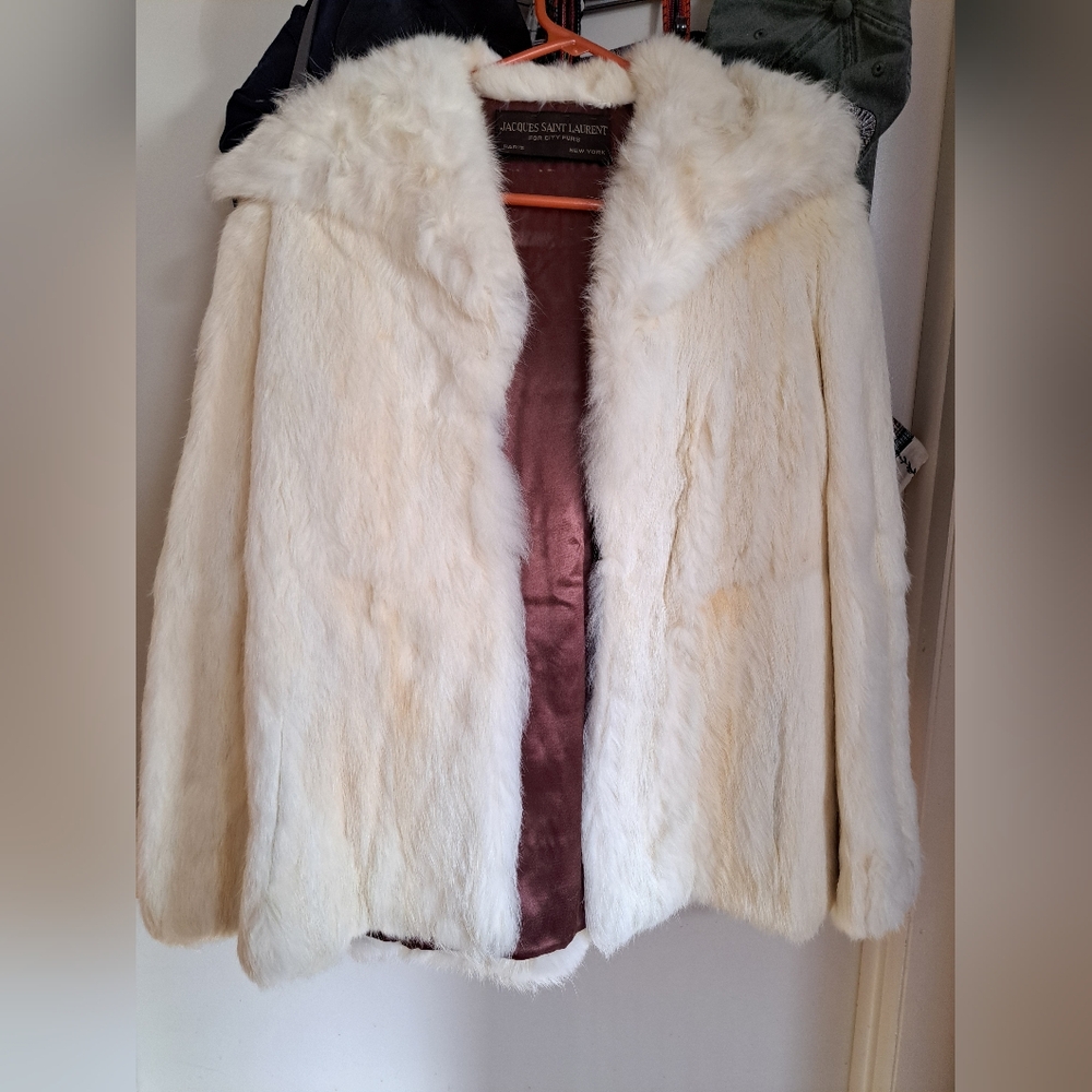 Real white fur Antique coat sz XS